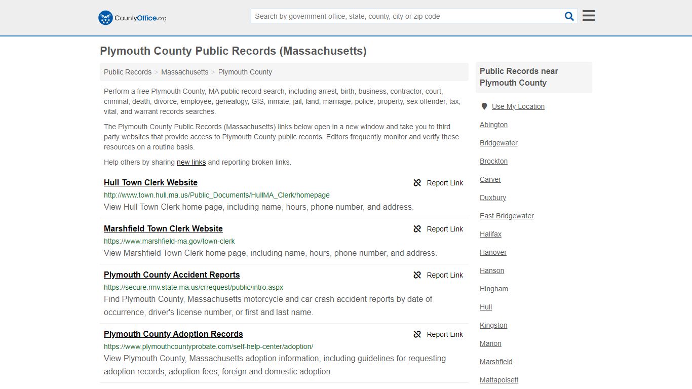 Plymouth County Public Records (Massachusetts) - County Office