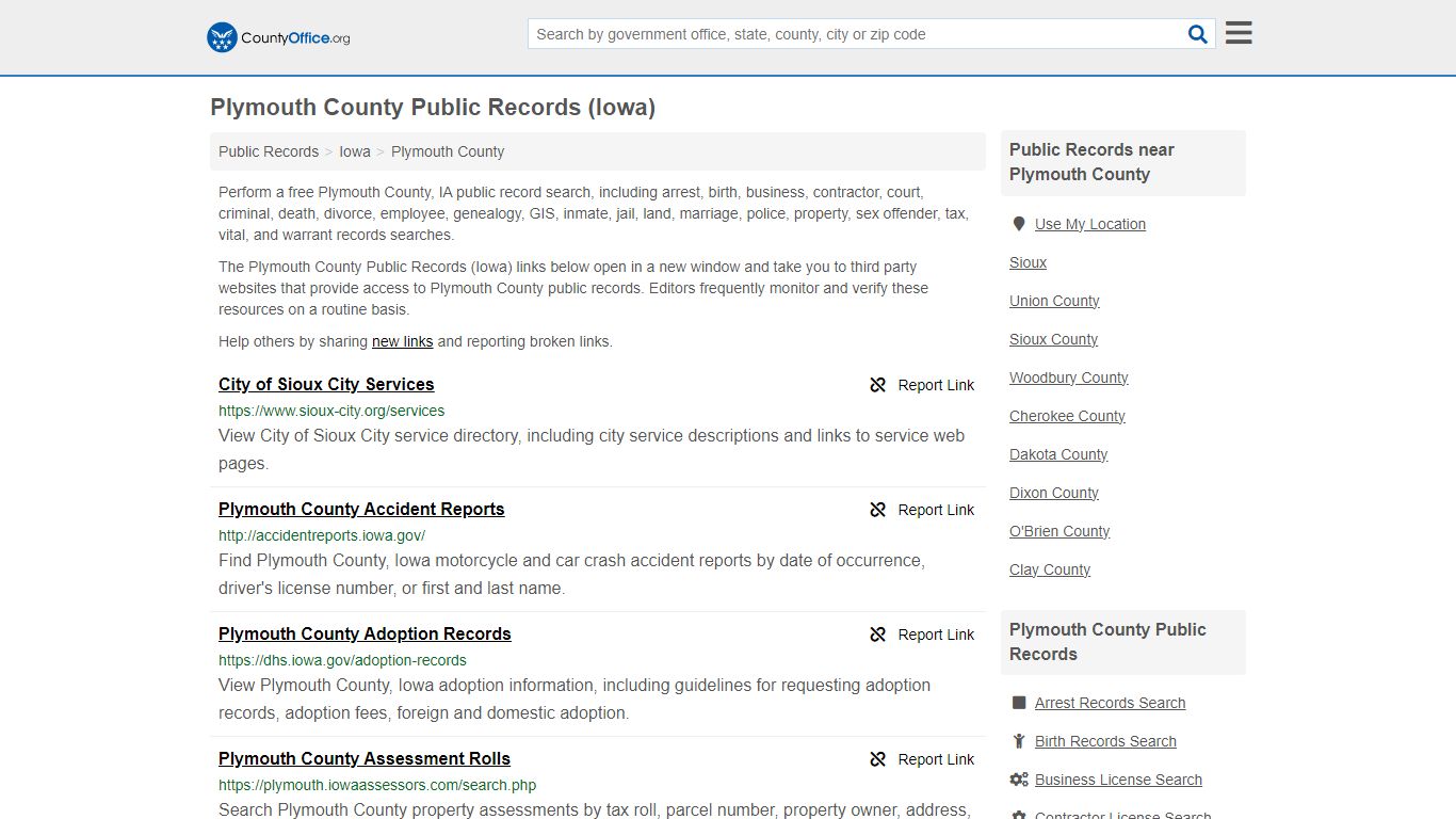 Plymouth County Public Records (Iowa) - County Office