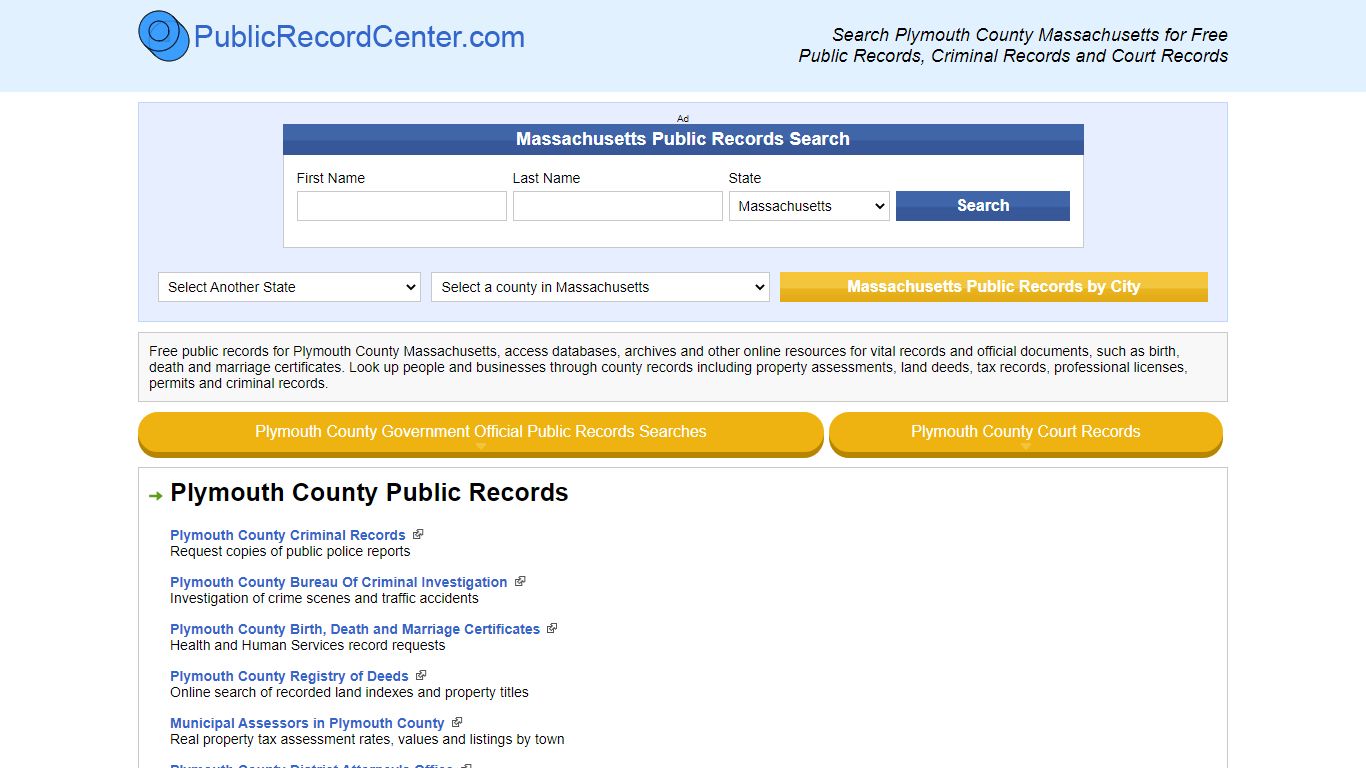 Plymouth County Massachusetts Free Public Records - Court Records ...