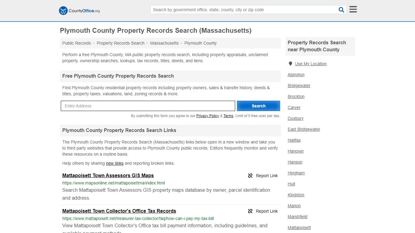 Plymouth County Property Records Search (Massachusetts) - County Office